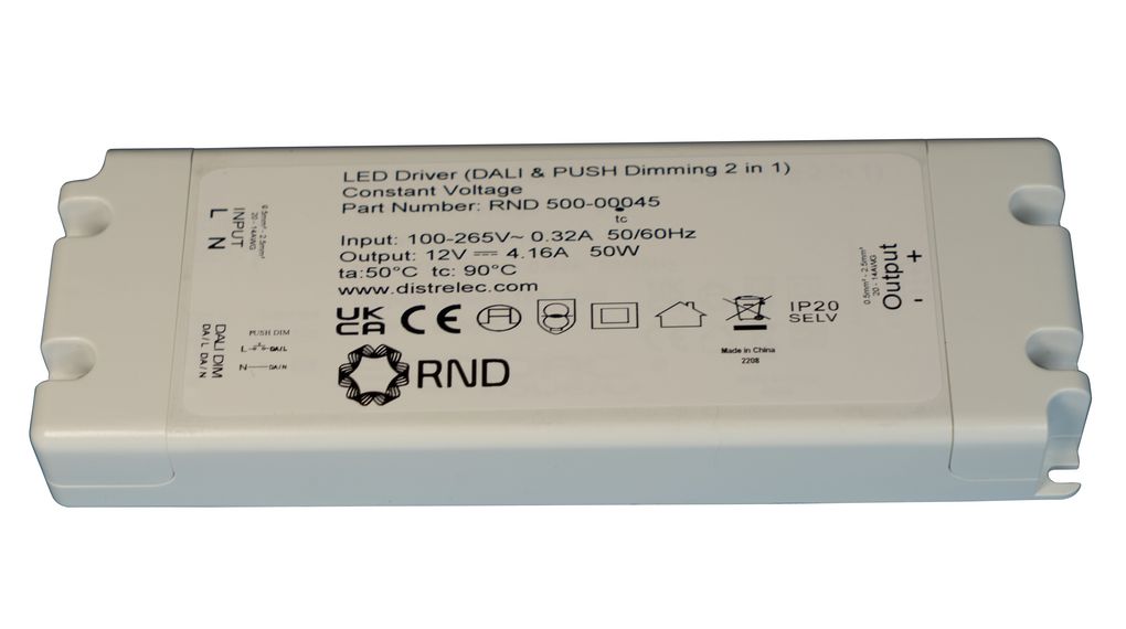 RND 500 00046 RND LED Driver DALI Dimmable CV 50W 2 08A 24V IP20