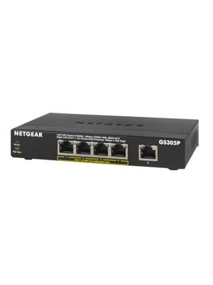 GS305P 200PES Netgear PoE Switch Unmanaged 1Gbps 63W RJ45 Ports 5