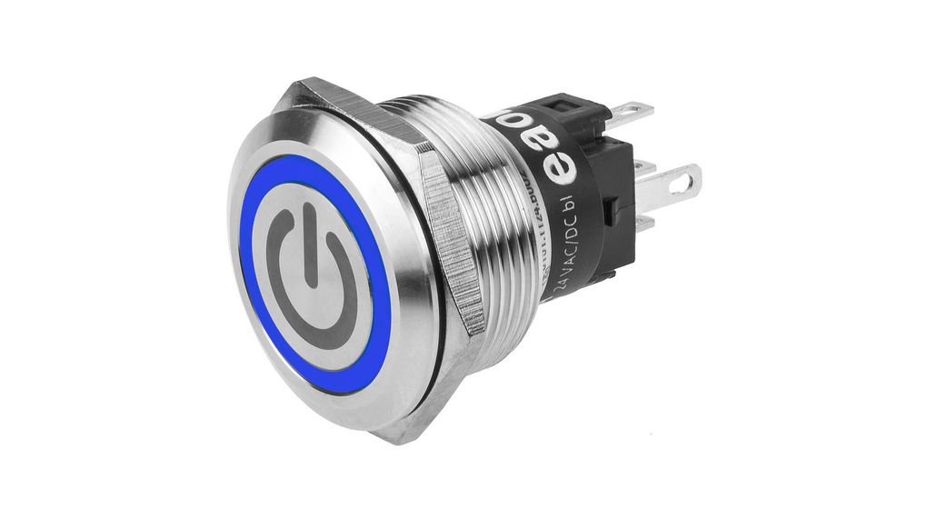 Vandálbiztos nyomógombos kapcsoló, Kék, 3 A, 240 V, 1CO, IP65 / IP67 / IK10