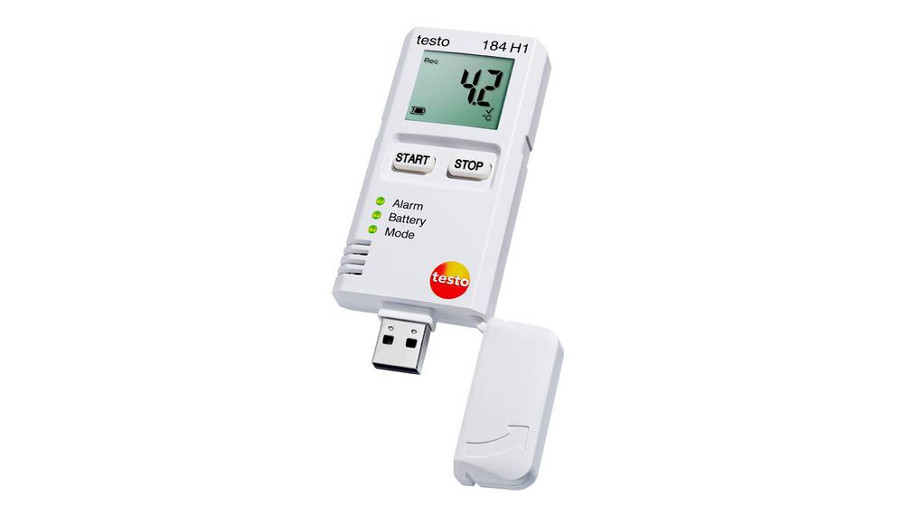 Testo 184 H1 - Datenlogger Luftfeuchtigkeit und Temperatur für Transportüberwachung, 2 Kanäle, USB / NFC, 64000 Messungen