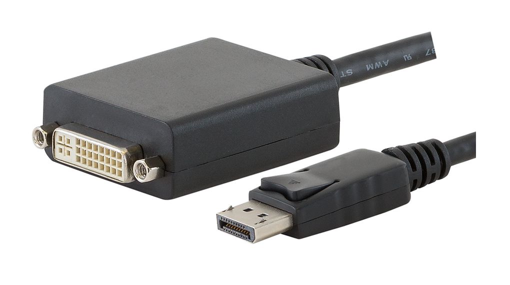 Video Adapter, DisplayPort Plug - DVI Socket, 1920 x 1080, Black