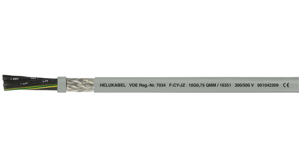 Mehradriges Kabel, CY-Kupferblende, PVC, 16x 0.5mm², 100m, Grau
