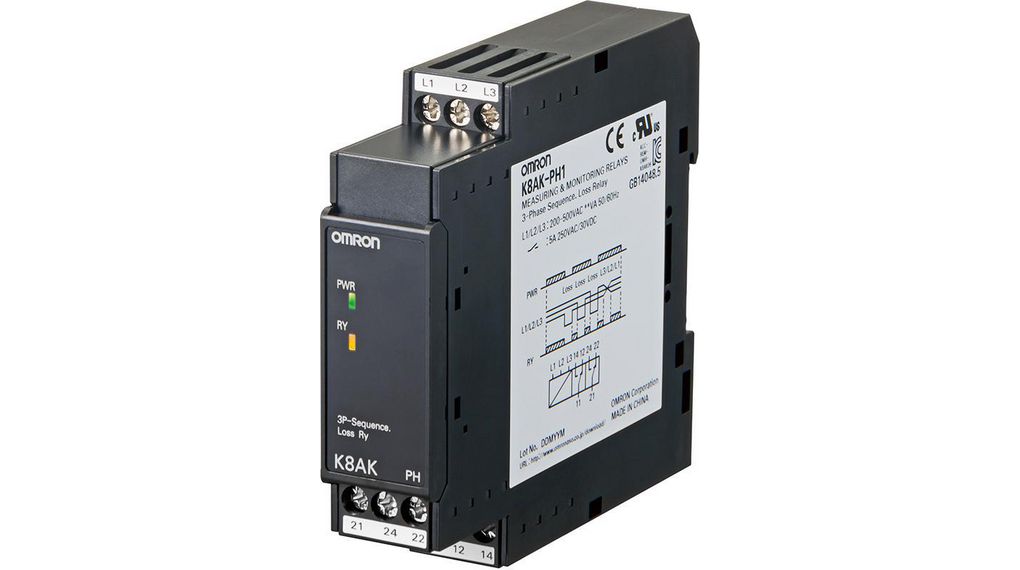 Phase monitoring relay 480V 1CO 5A Screw Terminal IP20 K8AK-PH