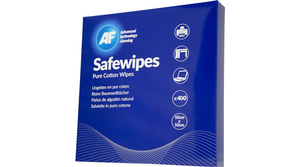 SafeWipes - puuvillaliinat/-pyyhkeet 100 x 100 mm PK=400 kappaleen pakkaus
