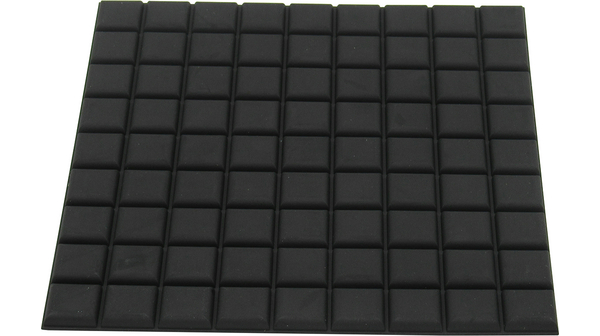 Rubberen mat, Vierkant, 12.5x12.5x3.2mm, Zwart