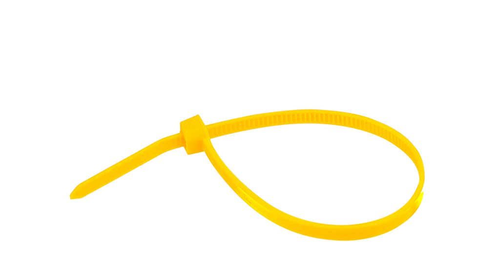 Cable Tie 100 x 2.5mm, Polyamide 6.6 W, 78.45N, Yellow, Pack of 100 pieces