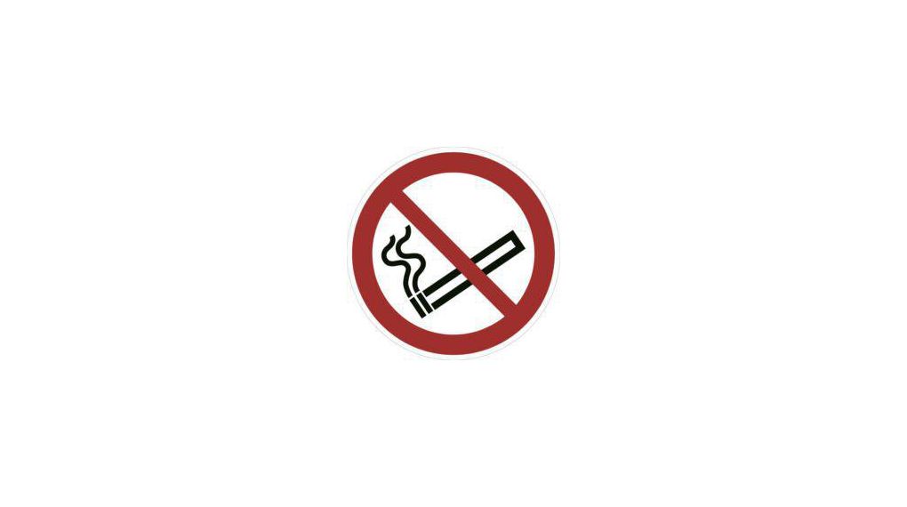 Panneau interdiction de fumer, Rond, Noir sur blanc / Rouge, Plastique, Panneau d'interdiction, 1pièces
