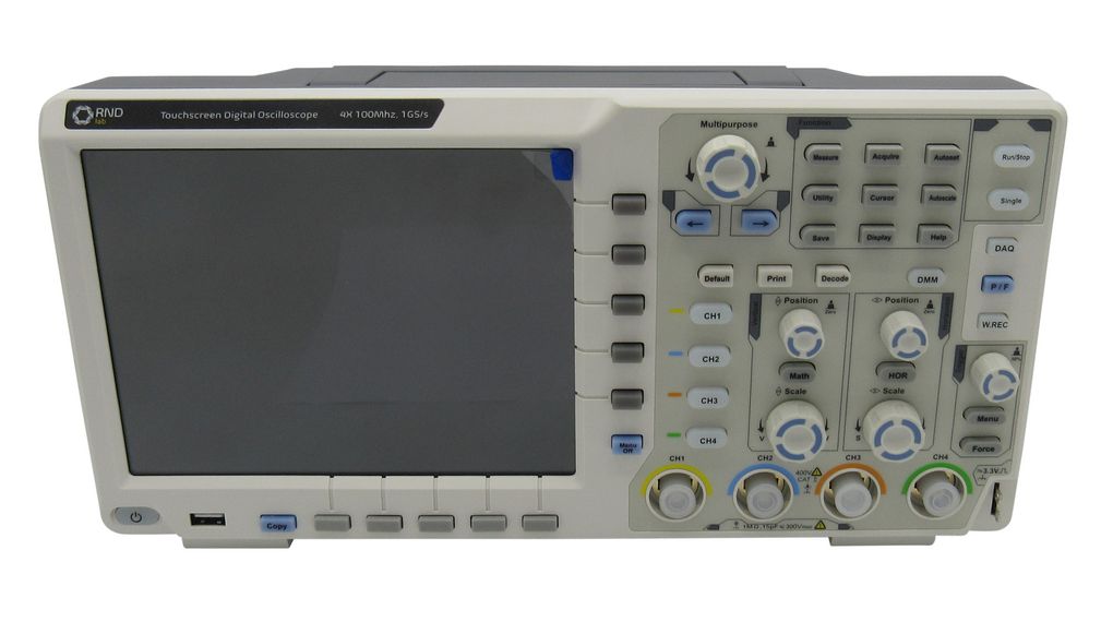Érintőképernyős oszcilloszkóp multiméter opcióval DSO 4x 100MHz 1GSPS USB-eszköz, USB-gazda / USB-port / LAN / VGA DE/FR Type F/E (CEE 7/7) Plug