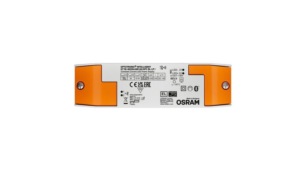 OT-WI-40/220-240/1A0-NFC-BL-LPI | Osram LED Driver, 38W, 1.05A, 10 ...