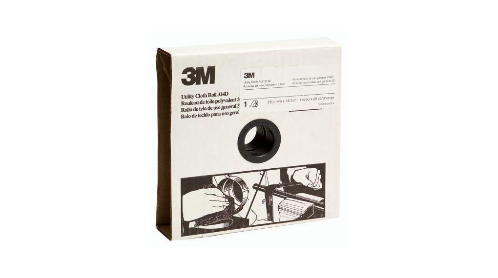 314D P60 Grit Medium Sandpaper Roll, 25m x 50mm