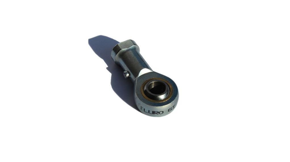 Fluro M3 x 0.5 Female Galvanized Steel Rod End, 3mm Bore, 27mm Long, Metric Thread Standard, Female Connection Gender