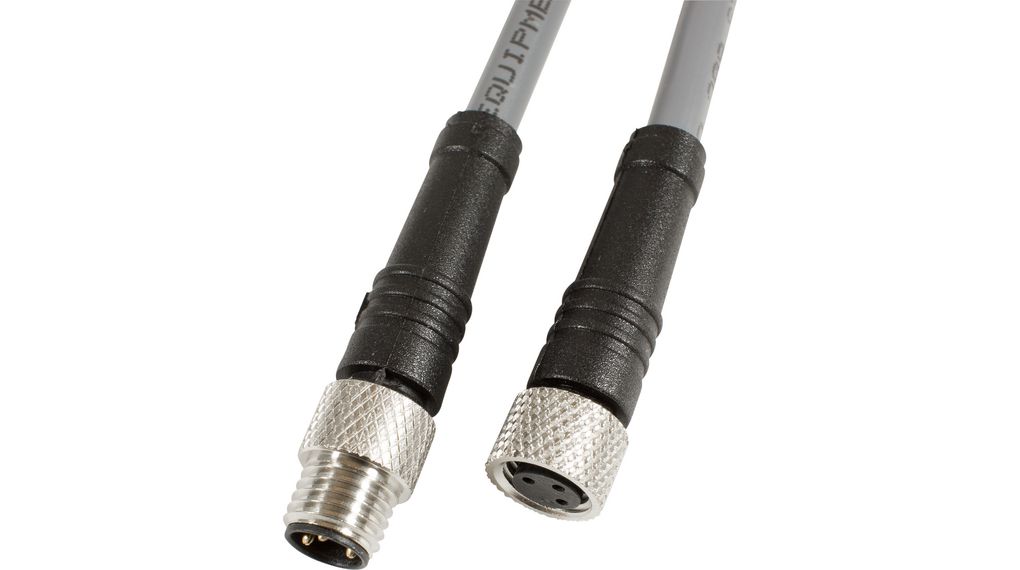 Sensor Cable, M8 Socket - M8 Plug, 10m, 2.2A, 36V