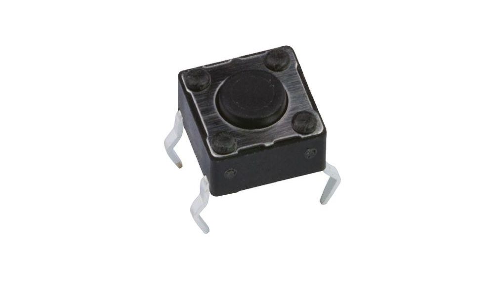 Black Button Tactile Switch, SPST 50 mA @ 12 V dc 6mm, Pack of 20 pieces