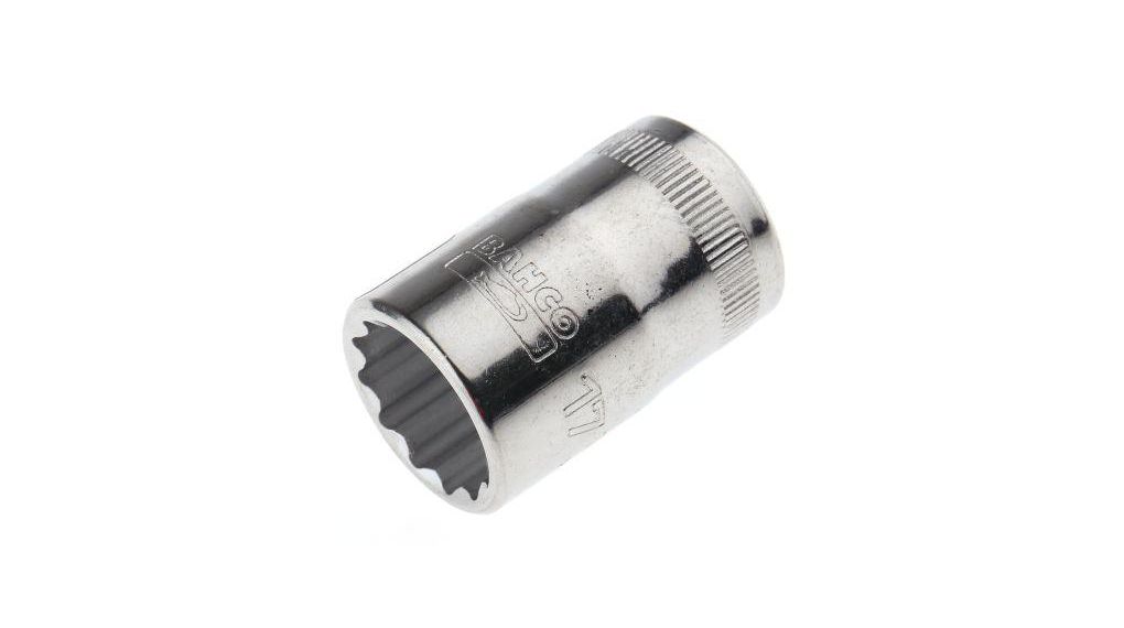 1/2 in Drive 17mm Standard Socket, 12 point, 38 mm Overall Length