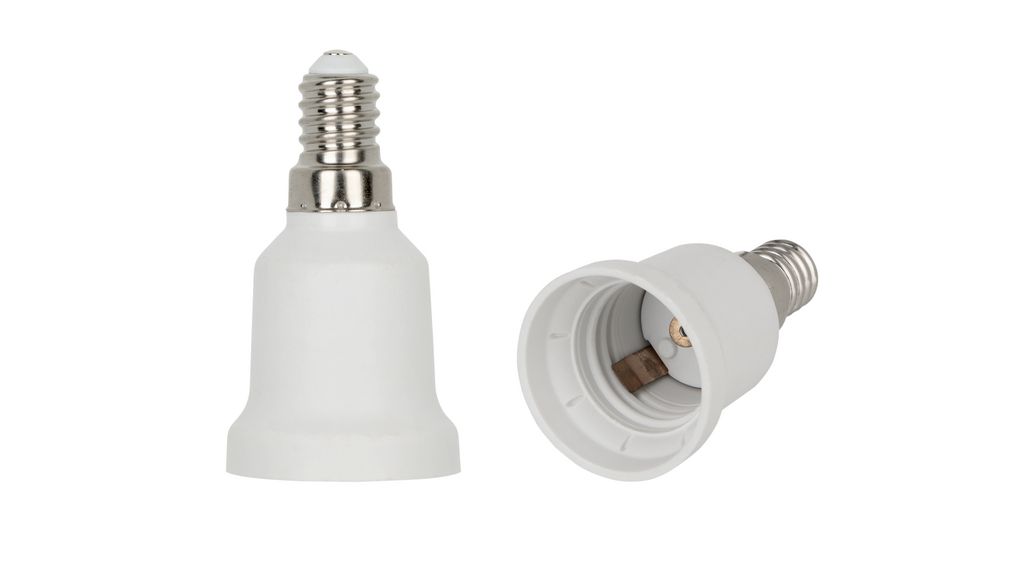 Adaptor / Lamp Holder E14 / E27, Plastic, White