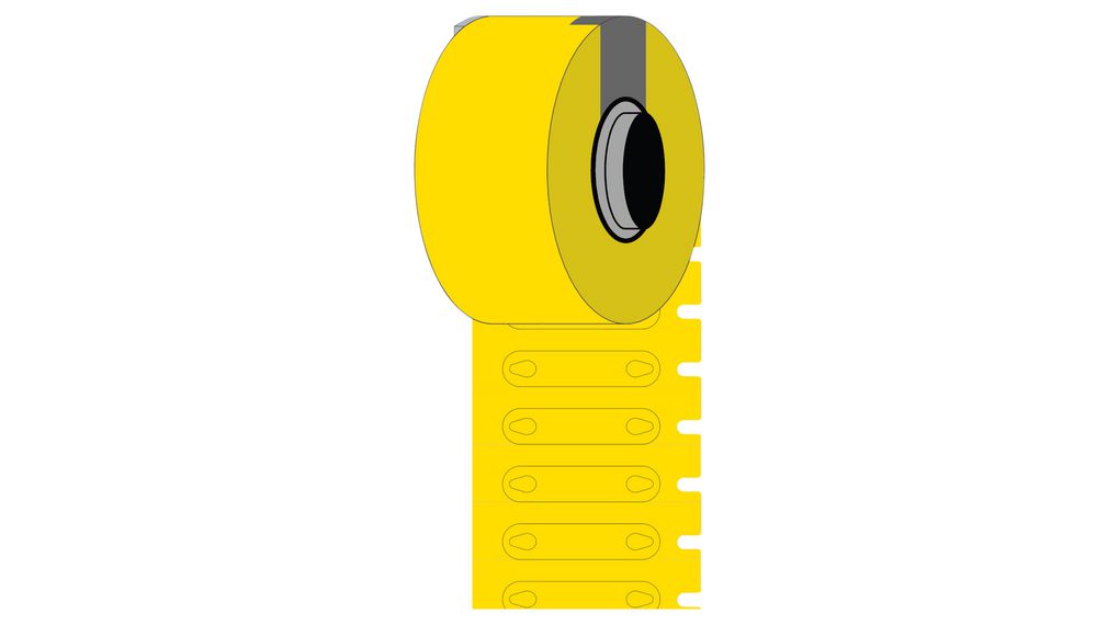 Label Roll, Polyethylene, 23 x 5.2mm, 2500pcs, Yellow