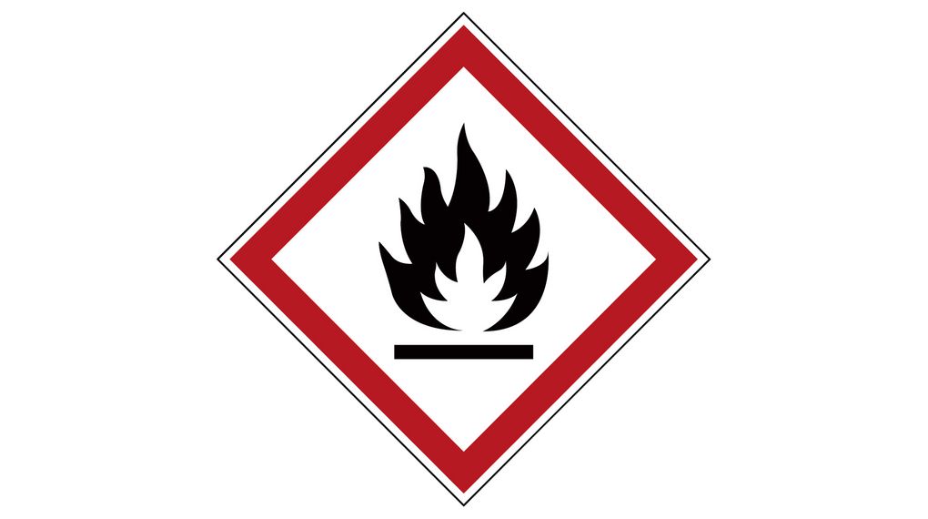 GHS-symboli - syttyvä, Timantti, Musta / punainen valkoisella, Polyesteri, Varoitus, 250kpl