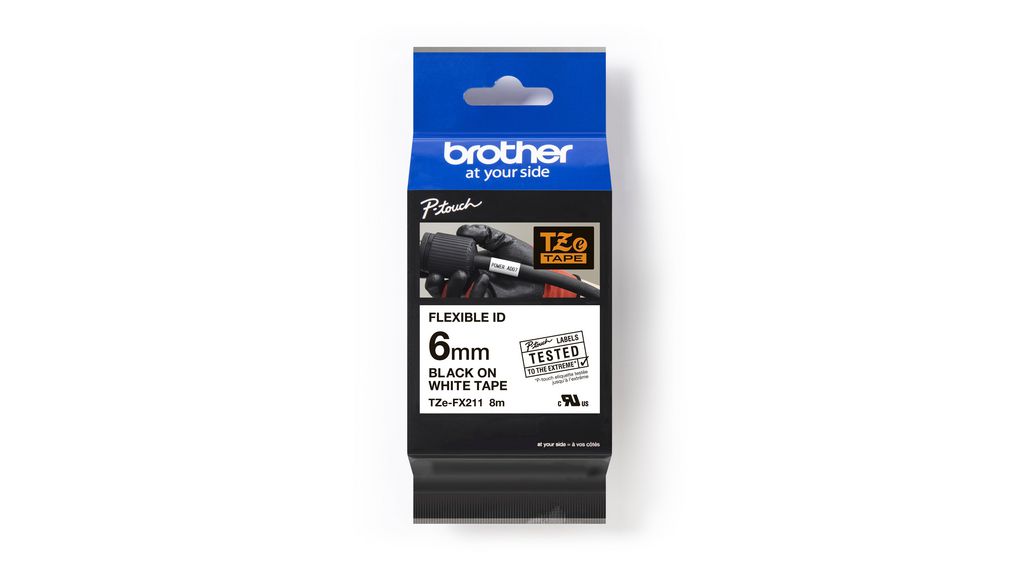 P-touch Pro tape, 6mm x 8m, Hvit