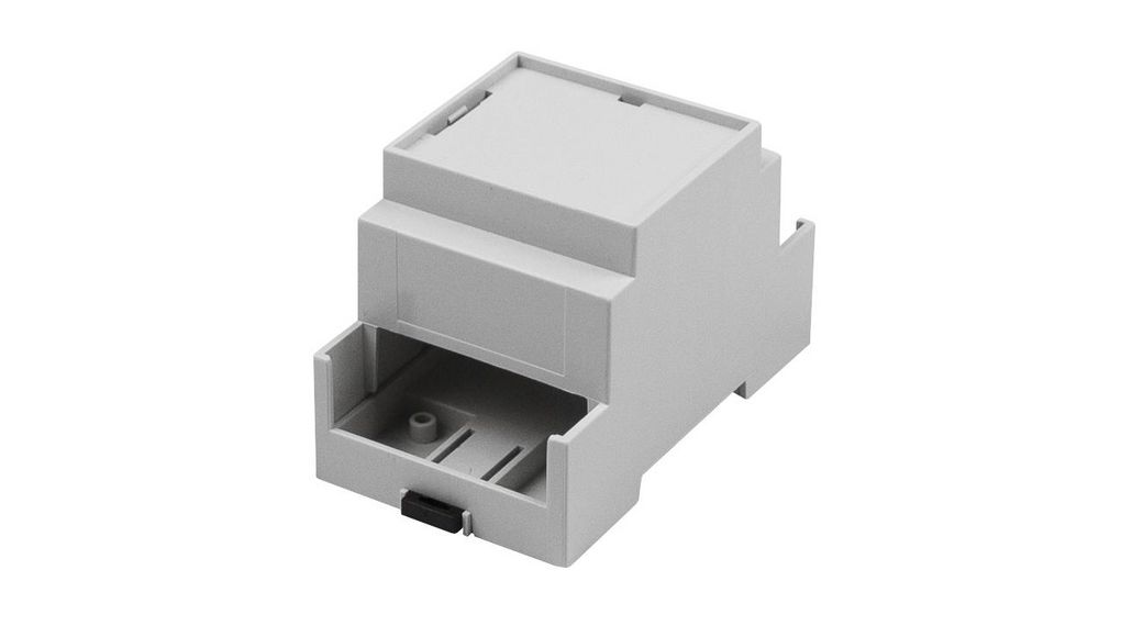 DIN Rail Module Box Size 3 Solid Top Both Sides Open CNMB 90x53x58mm Light Grey Polycarbonate IP20