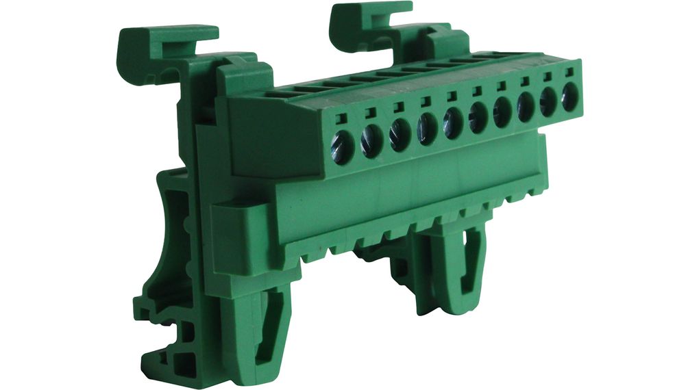 DIN Rail Mounted Pluggable Terminal Block, Right Angle, 5mm Pitch, 10 Poles