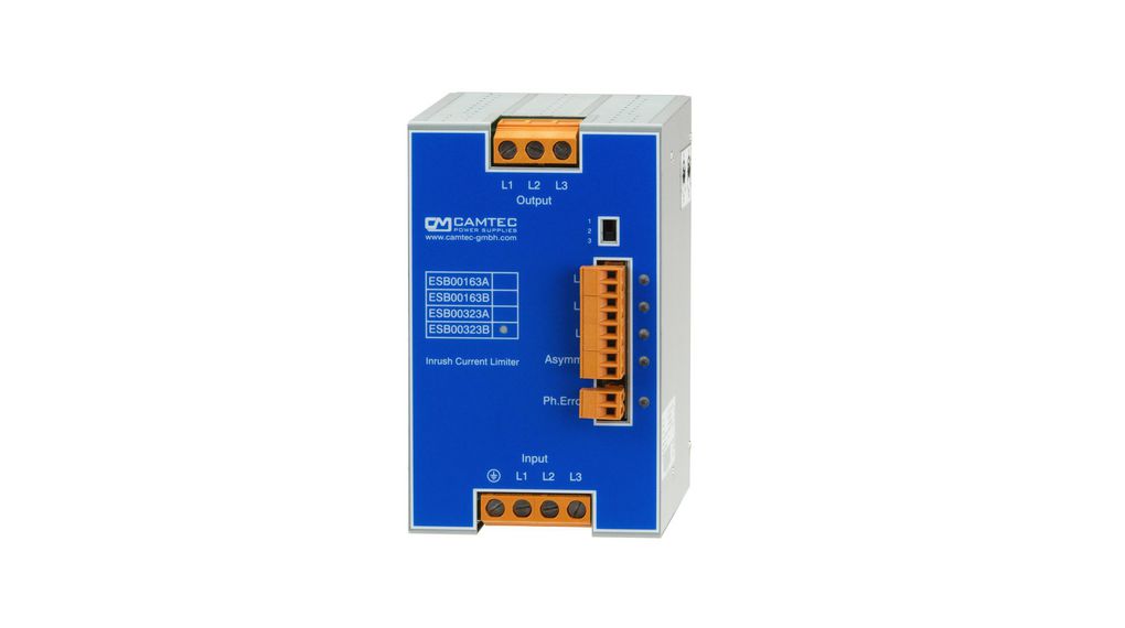 3-Phase AC Inrush Current Limiter, 16A, 200 ... 500 VAC, 122x155x95mm, DIN Rail Mount / Wall Mount