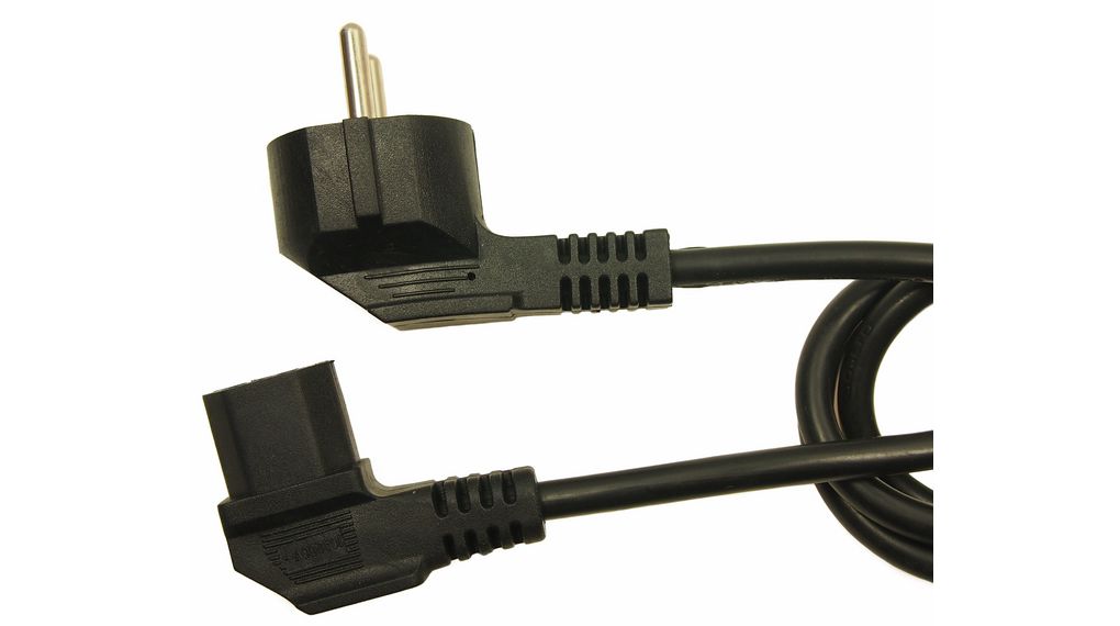 IEC-kabel DE type F- kontakt (CEE 7/4) - IEC 60320 C13 2.5m Svart