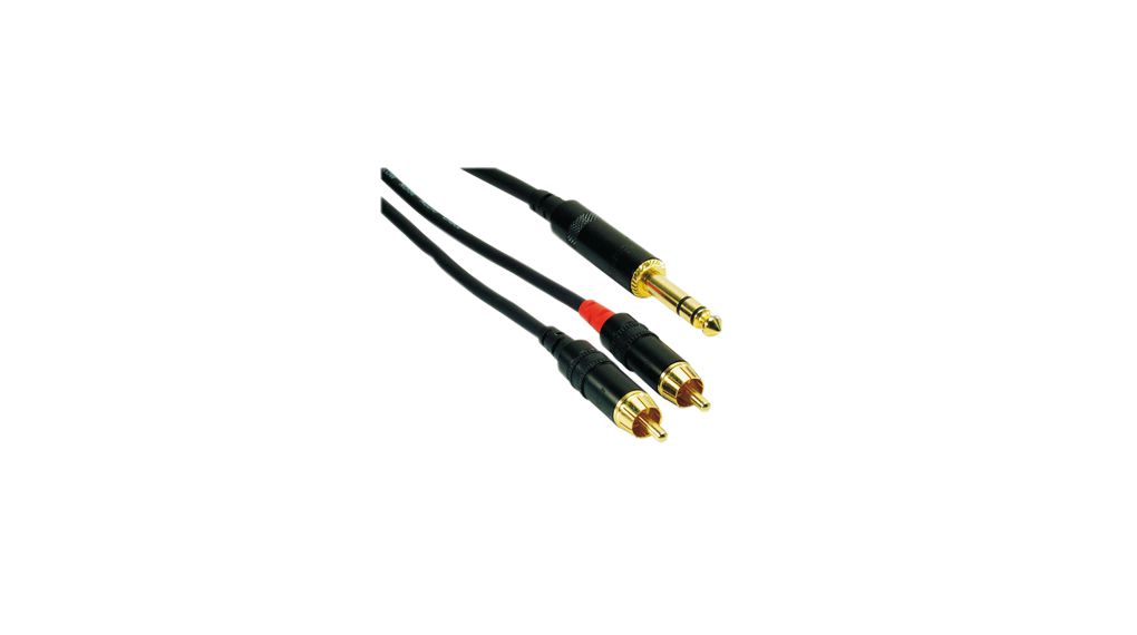 Audio Cable, Stereo, 6.35 mm Jack Plug - 2x RCA Plug, 5m