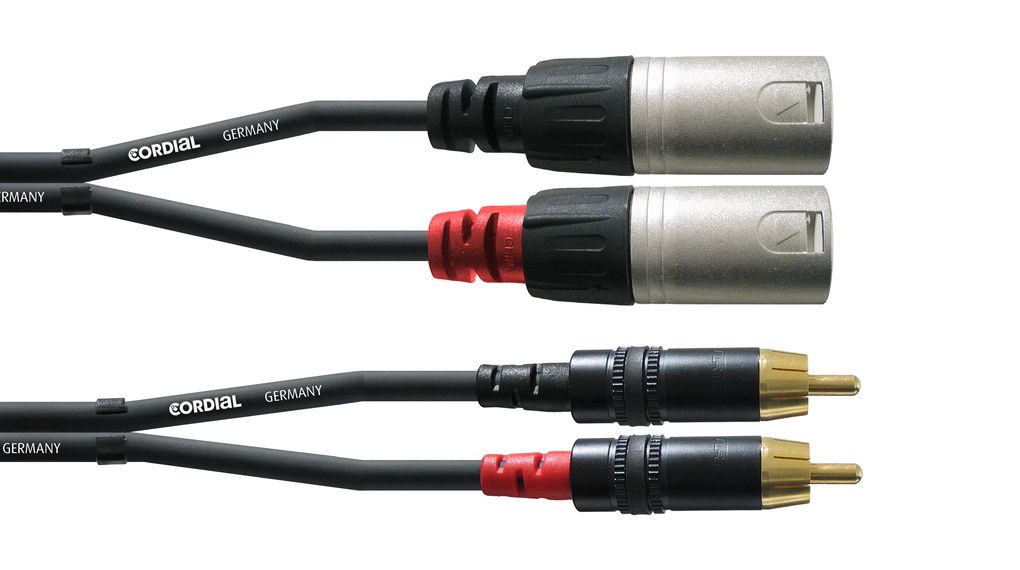 Przewód audio, Wtyk 3-stykowy XLR - Wtyk RCA, 3m
