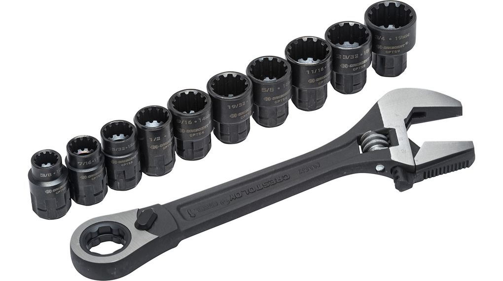 X6 Ratcheting Metric Wrench Set, 3/8", 11pcs