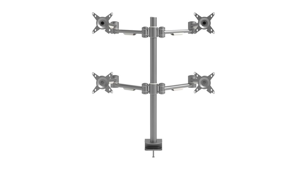 Viewmate Adjustable 4 Monitor Arm 12kg 75x75 / 100x100 Silver