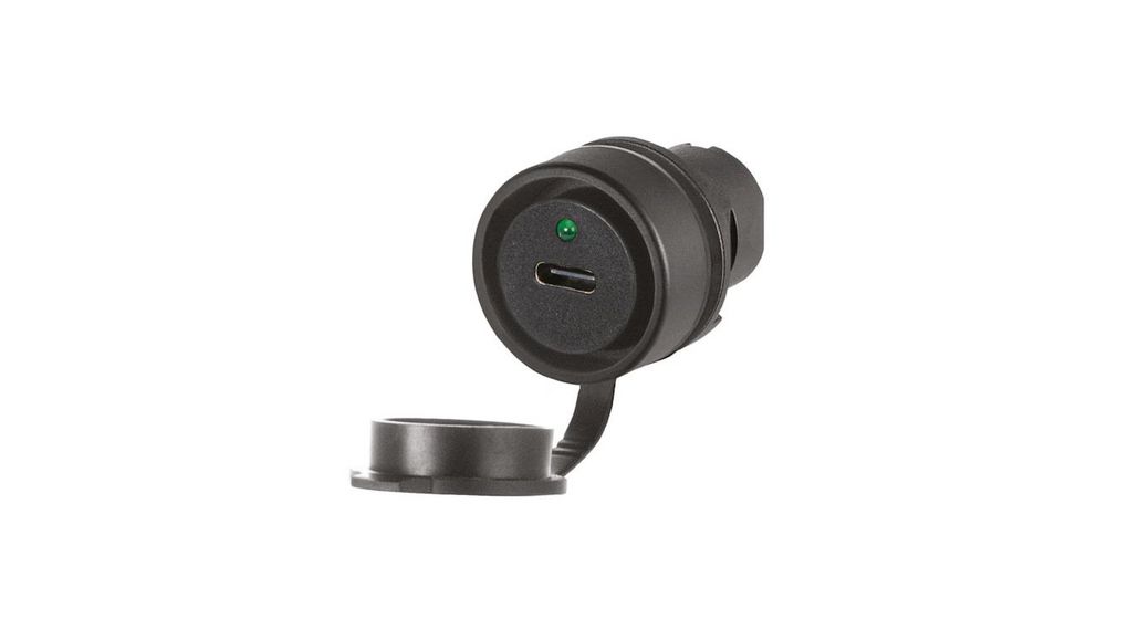 Tryckknappsställdon med USB 3.0-uttag typ C-A Tryckknapp Svart IP20 / IP66 EAO 46-serien