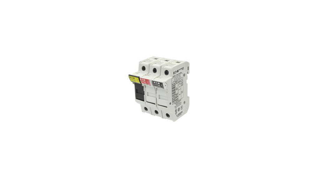 30A Rail Mount Fuse Holder for 10 x 38mm Fuse, 3P, 600V ac