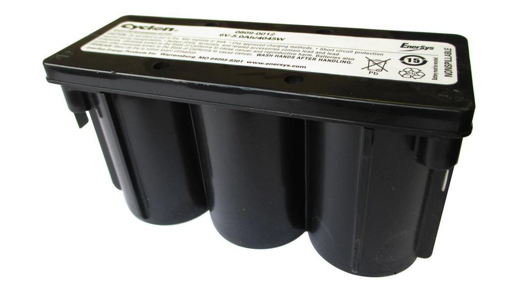 Batterie rechargeable, Plomb-Acide, 6V, 5Ah, Borne à lame, 6.3 mm
