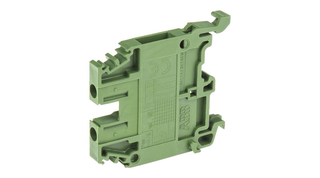Reihenklemme, Verschraubung, 2 Pole, 600V, 32A, 4mm², Grün, Packung à 10 Stück