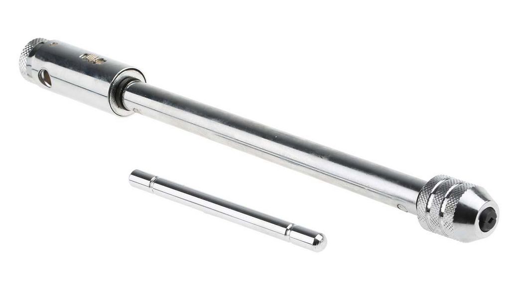 Long Ratchet Tap Wrench Steel #6 → 1/4 in (ISO), 1/4 in (DIN) UNF, 1/8 → 1/4 in (DIN) BSW, 4BA