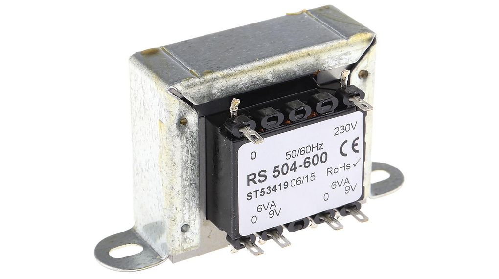 12VA 2 Output Chassis Mounting Transformer, 9V ac, IEC 61558-2-6