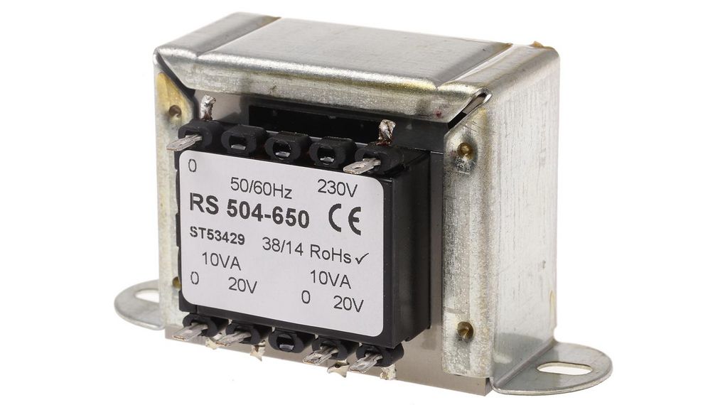 20VA 2 Output Chassis Mounting Transformer, 20V ac, IEC 61558-2-6