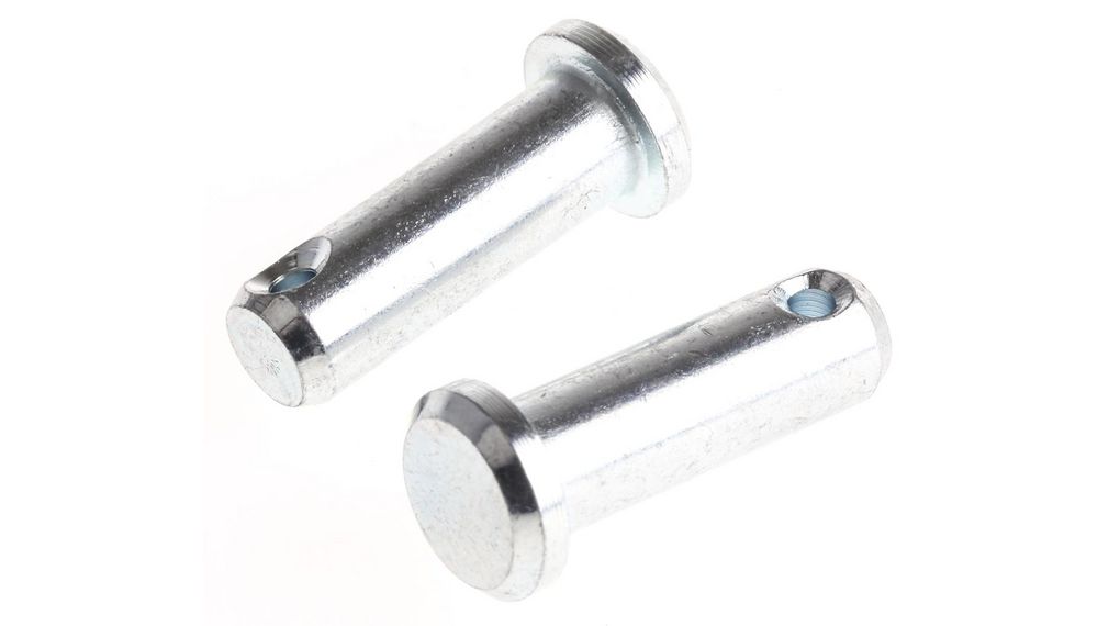 19.05mm Bright Zinc Plated Steel Clevis Pin, 6.35mm Diameter, Pack of 10 pieces