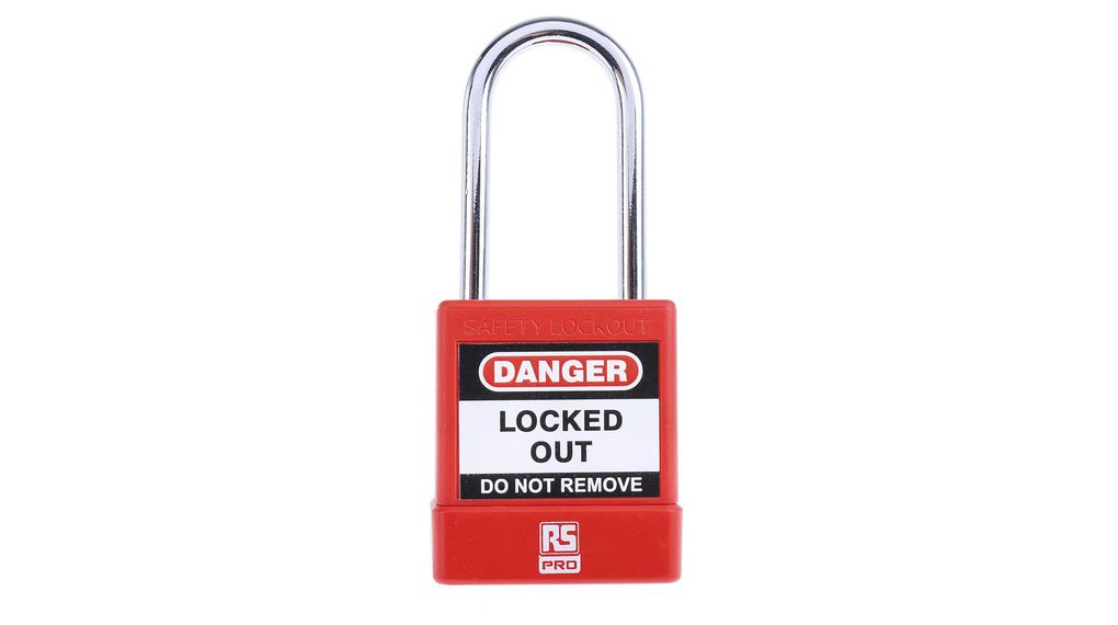 Red 1-Lock ABS, Steel Safety Lockout Padlocks, 5mm Shackle, 46mm Attachment