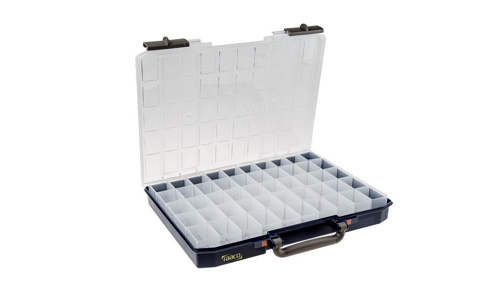 Raaco 50 Cell Blue PC, PP Compartment Box, 55mm x 425mm x 330mm