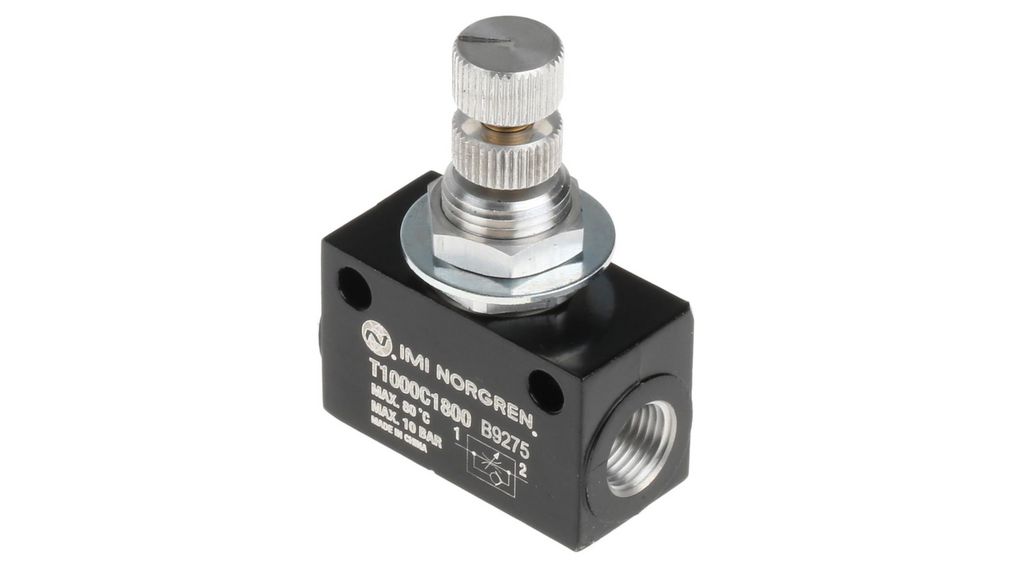Norgren T1000 Series Threaded Flow Regulator, G 1/8 Female Inlet Port x G 1/8 Female Outlet Port