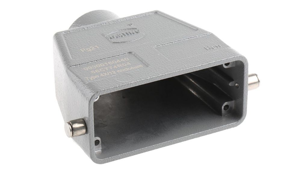 HARTING Han B Heavy Duty Power Connector Hood, PG21 Thread, Top Entry