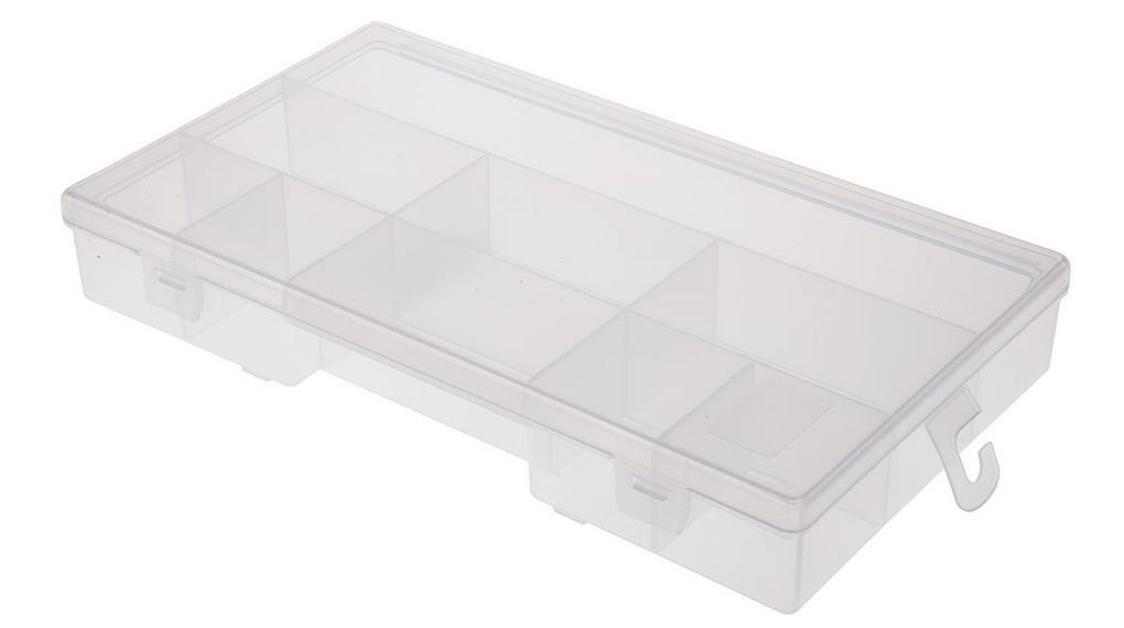 9 Cell Transparent PP Compartment Box, 38mm x 245mm x 143mm