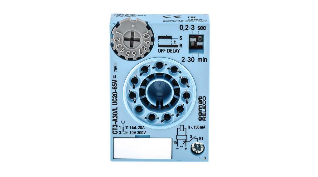 CT3-A30 / L | Releco CT3-A Series Plug In Timer Relay, 20 → 65V ac/dc ...
