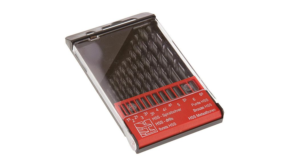 13-Piece Twist Drill Bit Set for Metal, 6.5mm Max, 1mm Min, HSS Bits