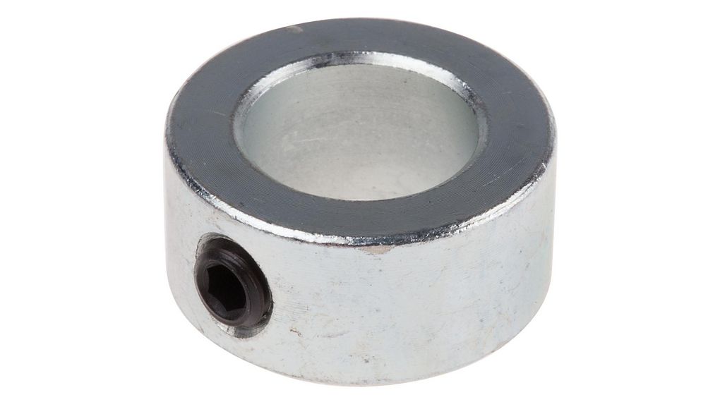 Shaft Collar, One Piece, Set Screw, Bore 15mm, OD 25mm, W 12mm, Steel