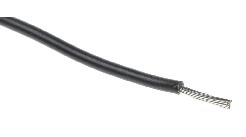 Black 0.2mm² Hook Up Wire, 24 AWG, 11/0.16 mm, 100m, XLPE Insulation
