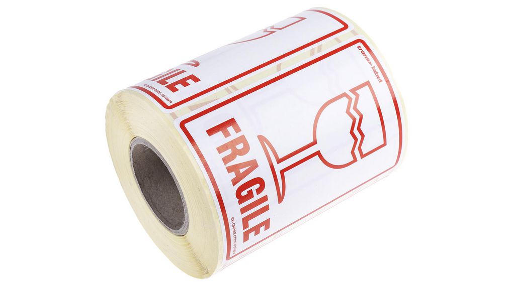 Paper Safety Labels, Fragile-Text 79 mm x 108mm