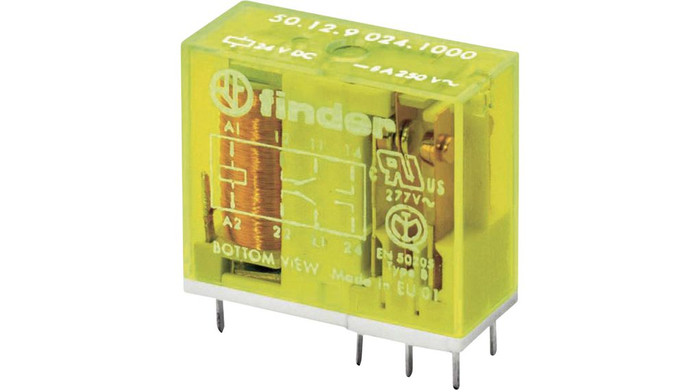 Relè di sicurezza per circuiti stampati 50, 2CO, 24V, 820Ohm, 8A
