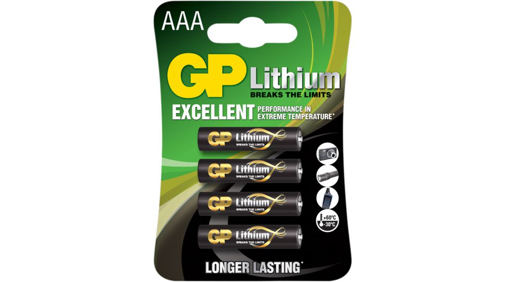 Primaire batterij, Lithium, AAA, 1.5V, Lithium, 4 ST